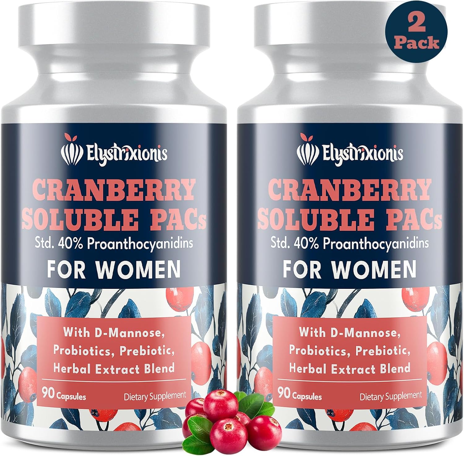 72mg PAC, Cranberry Pills for Women - Organic Cranberry Juice Extract Plus 1000mg D-Mannose, Supports Urinary Tract Health, Cranberry Supplement - 180 Capsules