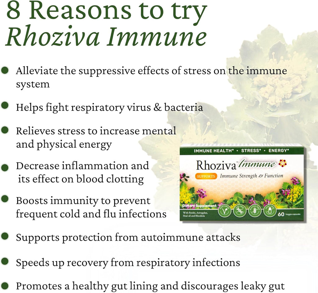 Immune Support, Energy Booster with Vitamin C, D3 and Zinc Supplement, Rhodiola Rosea, Reishi Mushroom Extract, Astragalus, Overall Wellness and Daily Habit - 60 Capsules