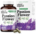 Wild & Organic Passion Flower Capsules 600 mg - Calming & Mood Support - Passionflower Extract Supplement - Passiflora Incarnata Herb - Vegan, No Fillers, Non-GMO - 180 Count