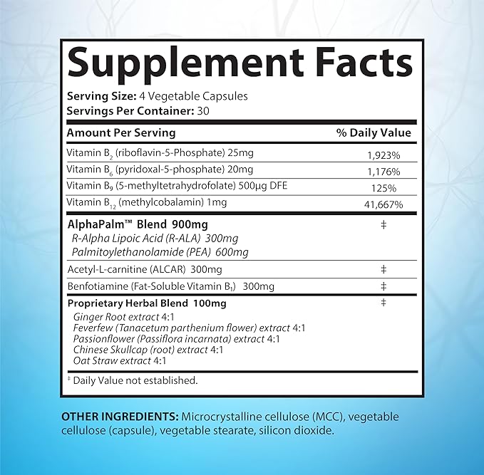 SciatiEase Sciatic Nerve Health Support Supplement - Nerve Support Formula with AlphaPalm, Pea, Vitamin B Complex, Alpha Lipoic Acid 300mg - 120 Capsules
