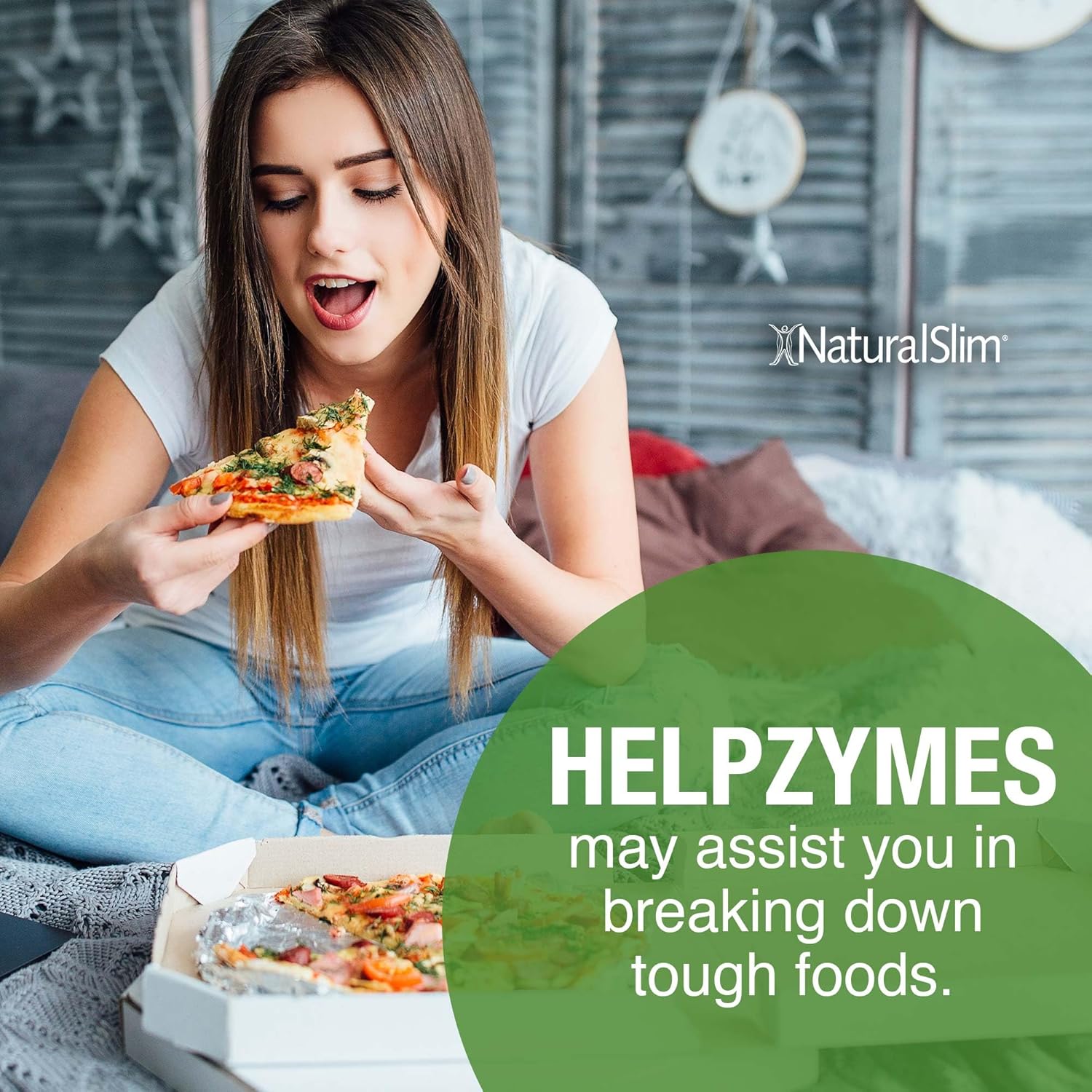 NaturalSlim Digestive Enzymes for Women & Men - Helpzymes Essential Enzymes for Digestion, Gut Health, Gas Bloating Relief with Bromelain, Ox Bile, Pancreatin. & Betaine HCL - 100 Capsules Solo