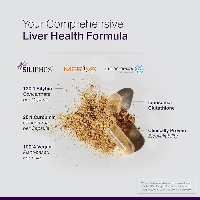 Vital Liver Health Formula - Milk Thistle Supplement for Antioxidant Support, Wellness Maintenance & Rapid Absorption - Non-GMO, Gluten-Free, Plant-Based - 60 Veggie Capsules