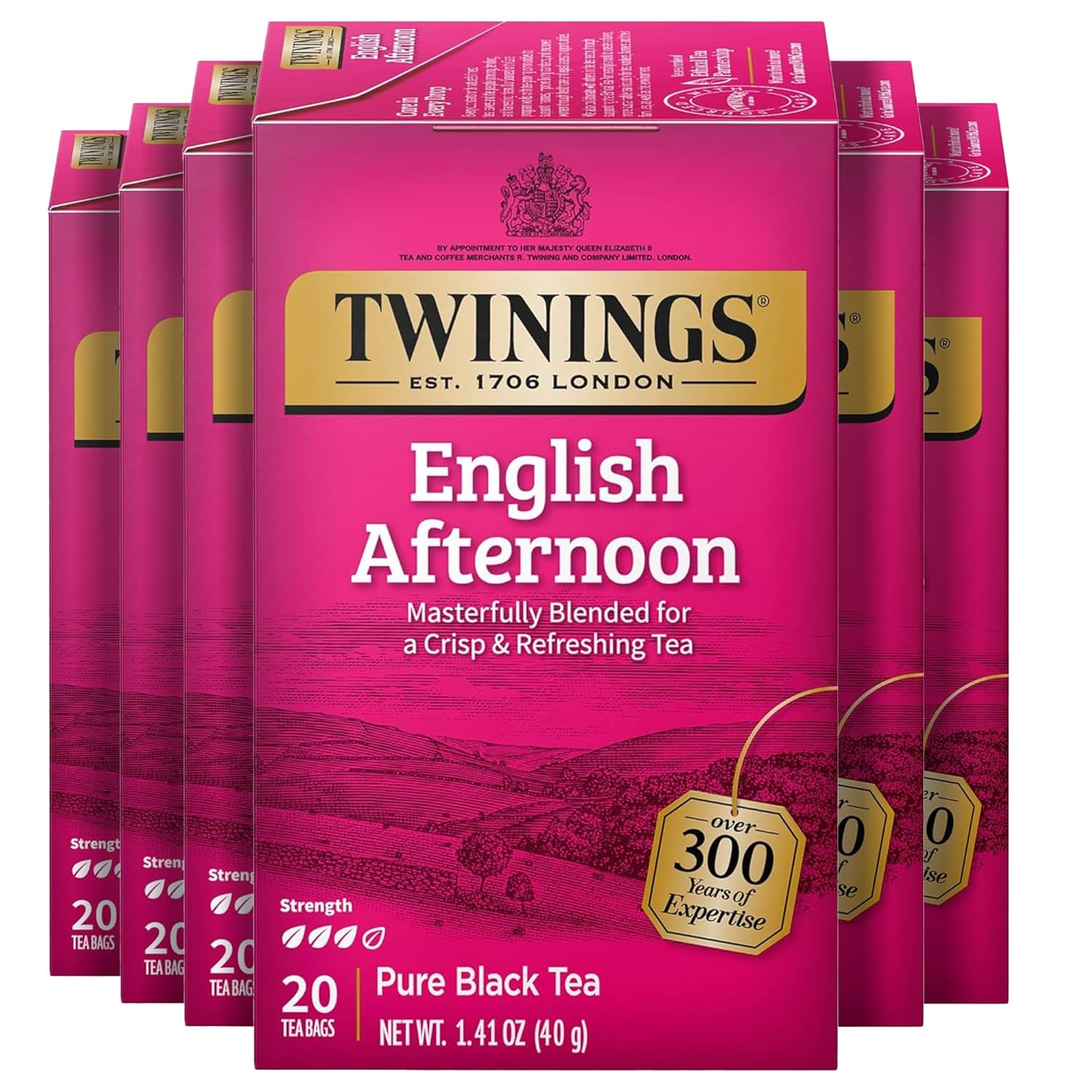 Twinings English Afternoon Black Tea Individually Wrapped Bags, 20 Count (Pack of 6), Smooth & Slightly Sweet, Caffeinated, Enjoy Hot or Iced, 120 Teabags
