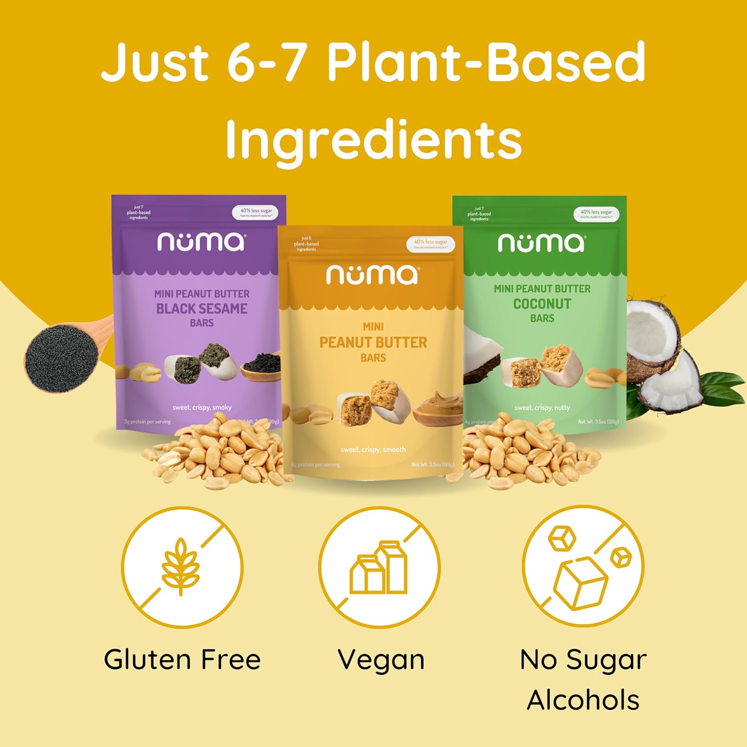 Assorted Mini Peanut Butter Bars, two (2) lb bulk, vegan high protein low sugar, 3 flavor variety, all natural, gluten free, plant based, individually wrapped