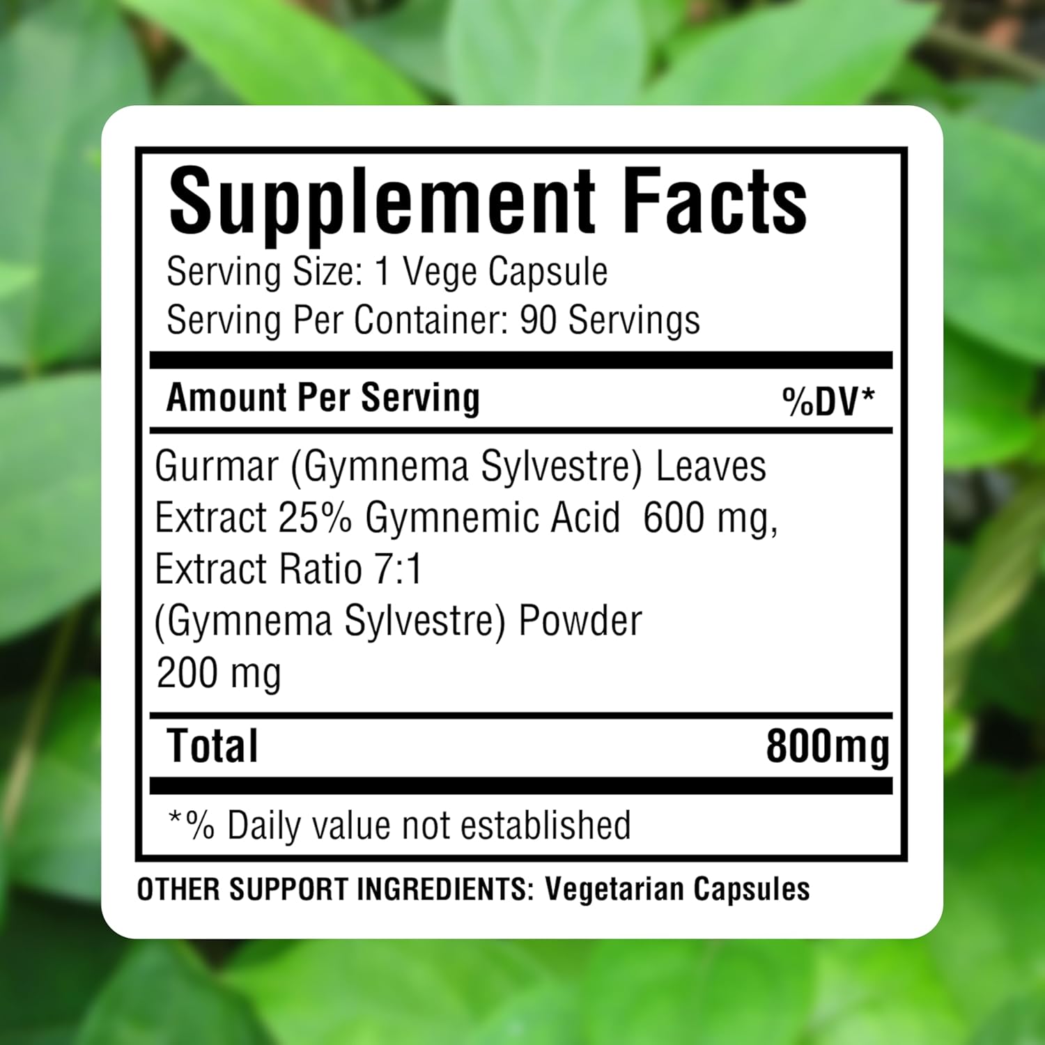Gurmar Capsules – Gymnema Sylvestre – Herbal Supplement – 90 Capsules (Pack of 2)