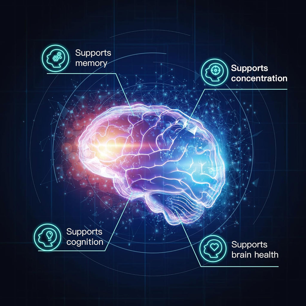 VEX Brain Supplements for Memory and Focus. Contain Vitamin B12, folic Acid, acetylcysteine, Purslane, Lion's Mane Mushroom, and Ginkgo biloba extracts—for Brain Health. 60 Capsules.
