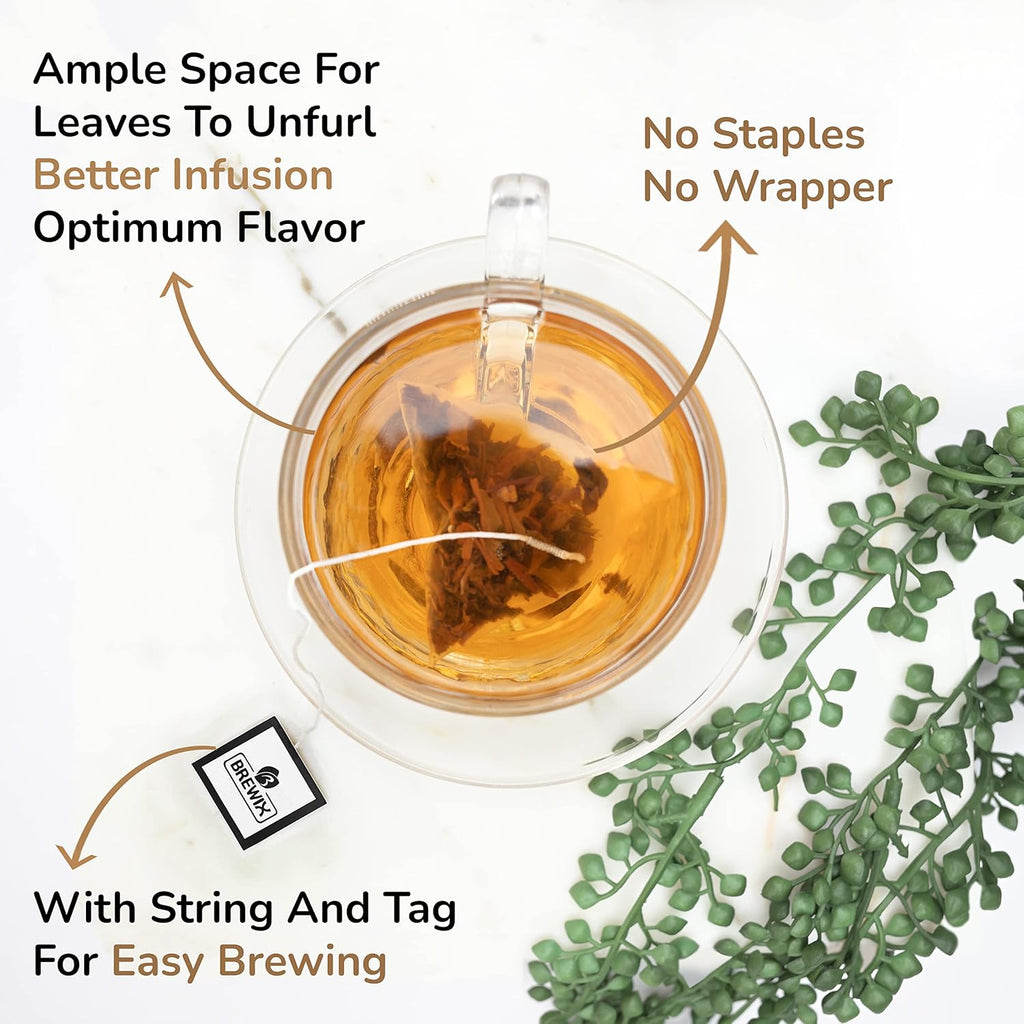 BREWIX, Darjeeling Golden Summer Tea From Himalayas (22 Pyramid Tea Bags) | High Grown in the Himalayas | Long Leaf Tea, Packed in Resealable Ziplock Pouch