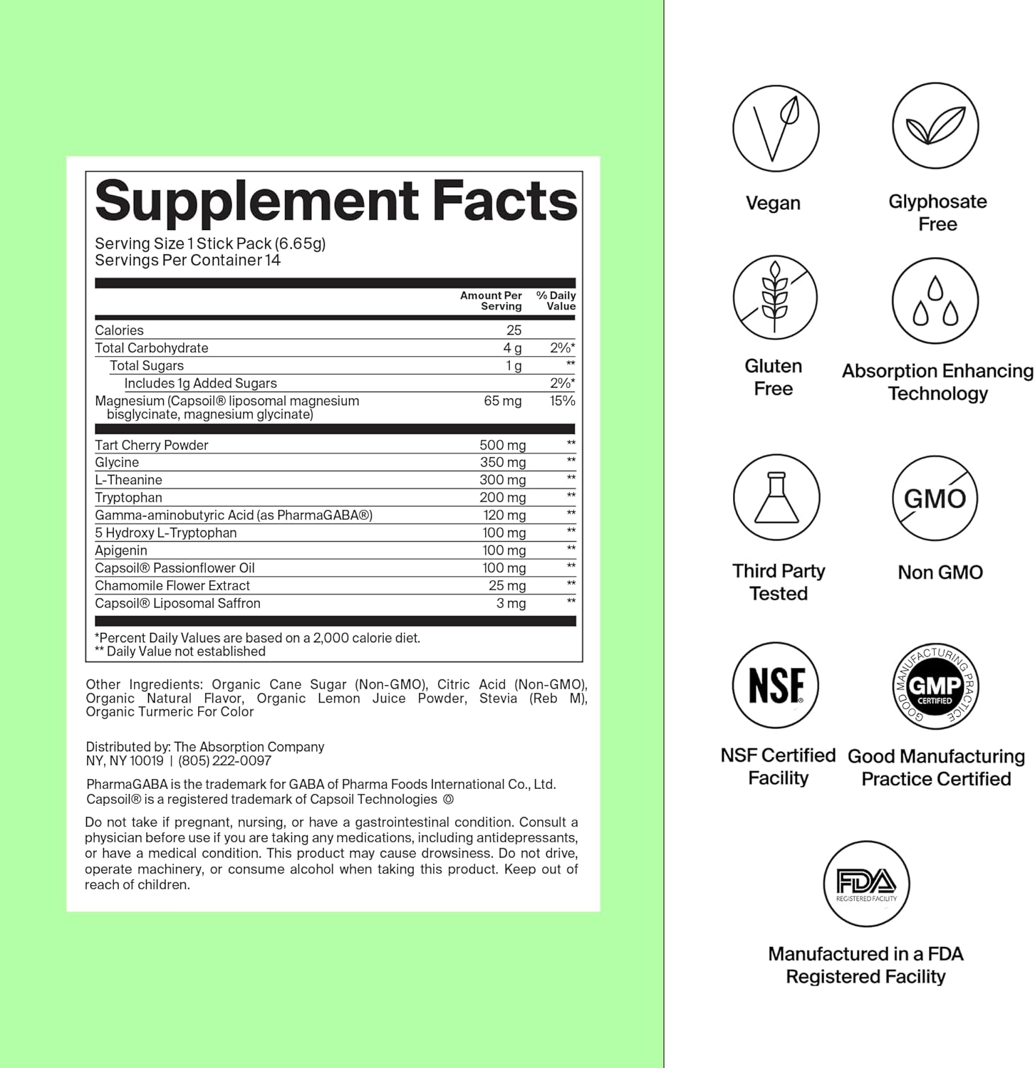 Sleep Aid Powder - Calming Drink for Deep Sleep with Liposomal Saffron, Magnesium & PharmaGABA Melatonin-Free Natural Supplement to Reduce Stress and Improve Sleep Quality Chamomile Lemonade 7 Sticks
