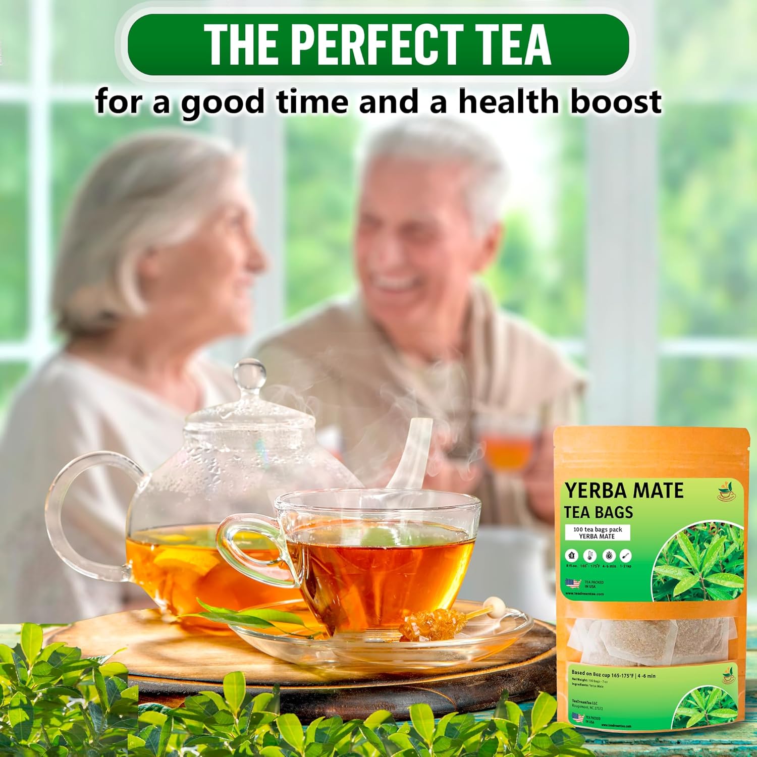 Yerba Mate Tea - Green Cut & Sifted - Unsmoked Energy Boost - 100 Tea Bags - Packed with Nutrients - Your Perfect Coffee Replacement