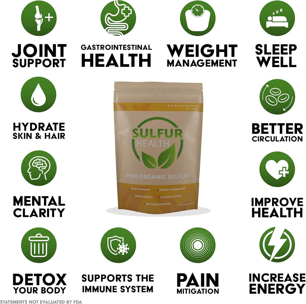 MSM Organic Sulfur - 99.9% Pure MSM Supplement - Lab-Tested & Certified (1 Pound)