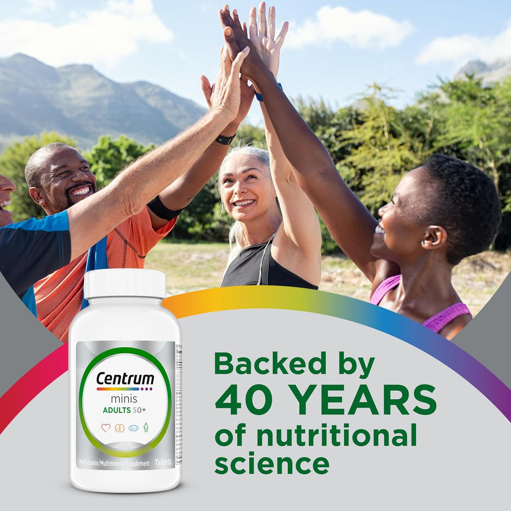 Centrum Minis Silver Multivitamin Tablet for Adults 50 Plus, Multimineral Supplement, Vitamin D3, B-Vitamins, Gluten Free, Non-GMO Ingredients, Supports Memory and Cognition in Older Adults - 320 Ct
