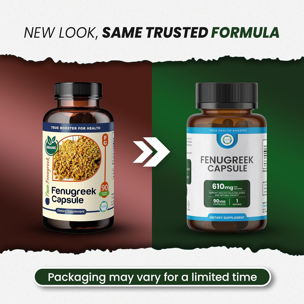 Fenugreek Capsules Organic Metabolic Support, Digestive Comfort, Natural Energy & Antioxidant Immune Boost Supports Healthy Blood Sugar & Hormone Balance 610 mg, 90 Vegetable Capsules