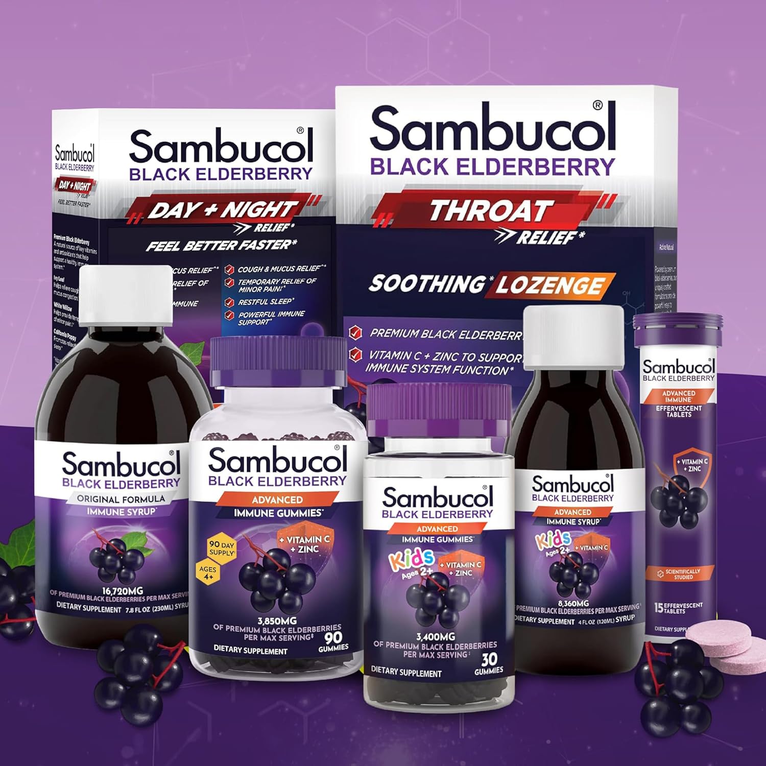 Sambucol Black Elderberry Gummies - Elderberry with Zinc and Vitamin C for Adults, Sambucus Elderberry Gummies, Immune Support Gummies - 30 Count