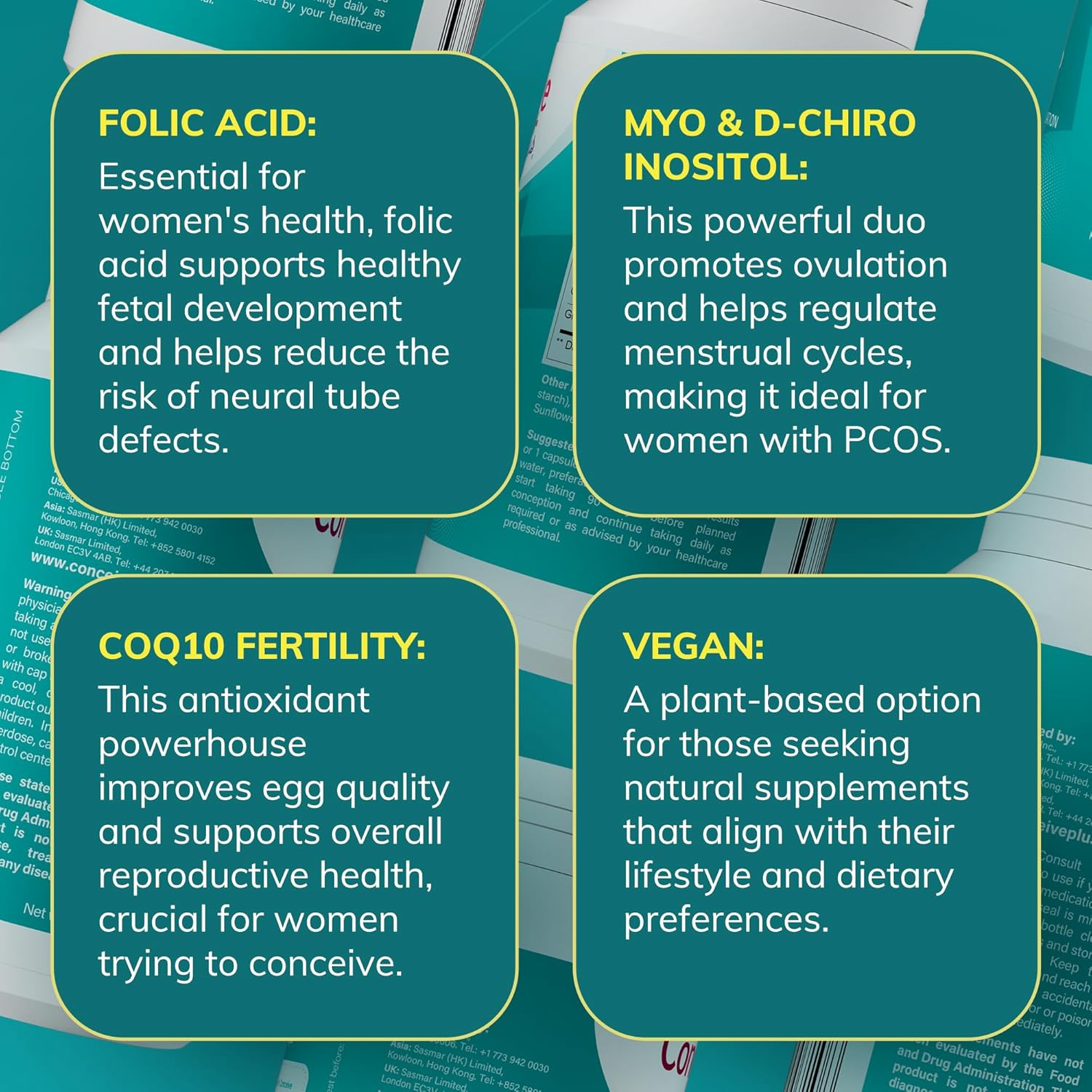 CONCEIVE PLUS Ovulation Support - Inositol Supplement | Myo-Inositol & D-Chiro Supplements | Hormone Balance for Women | COQ10, Folic Acid, Ginger | 30 Day Supply