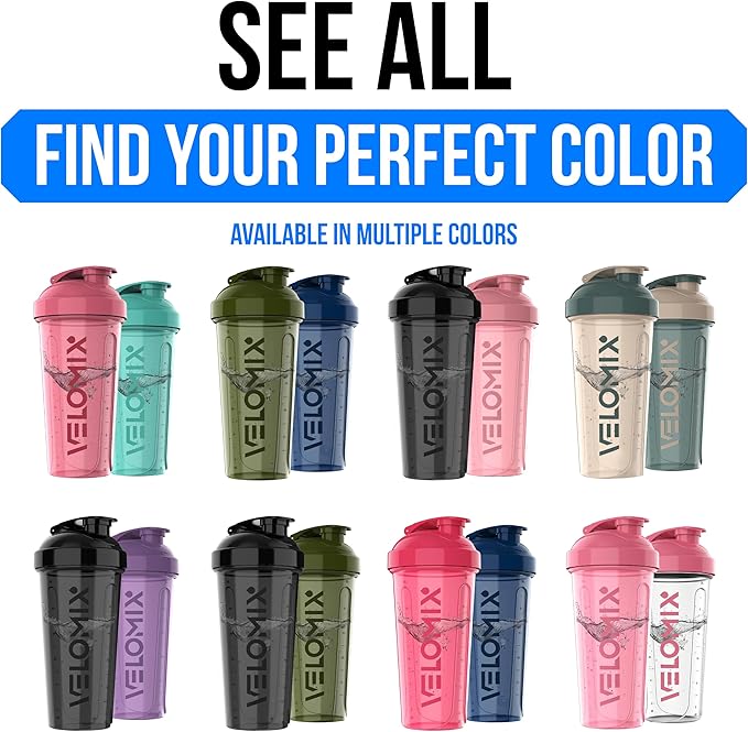 VELOMIX -2 Pack- 28 oz Protein Shaker Bottles for Protein Mixes - 2x Wire Whisk | Leak Proof Shaker Cups for Protein Shakes | Protein Shaker Bottle Pack (Stand Strong Pack)