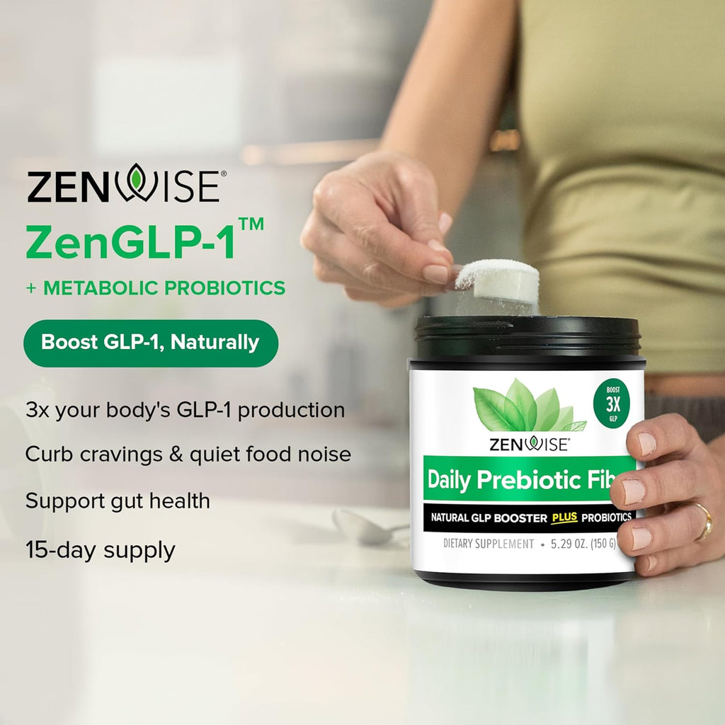 Zenwise Health ZenGLP-1, Natural GLP-1 with Metabolic Probiotics to Help Control Hunger & Cravings and Support Digestive Health - GLP-1 Supplement Support for Women & Men - 15-Day Serving