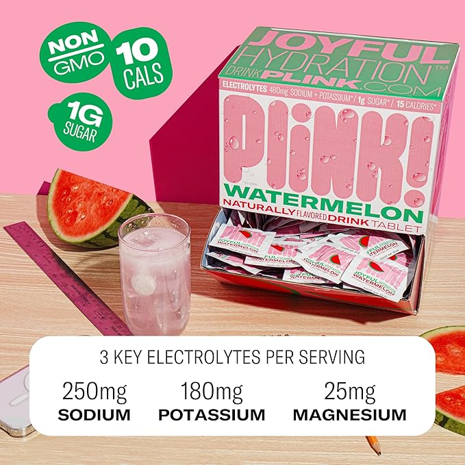 Plink! Fizzy Electrolyte Tablets for Adults & Kids – Watermelon, 108ct – Daily Hydration with Electrolytes – Low Sugar, Vegan, Keto Friendly, Non-GMO