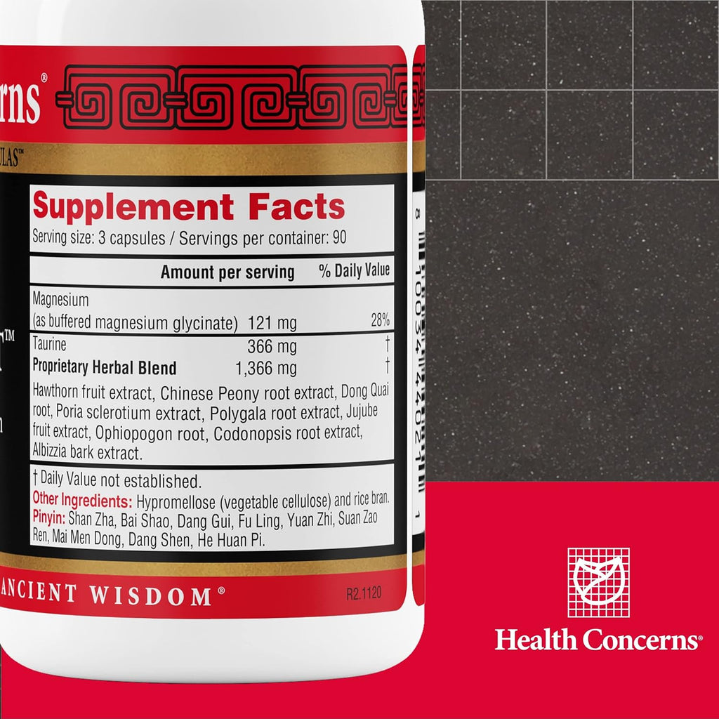 Health Concerns Calm Spirit - Stress Relief Supplement with Chinese Herbal Blend - Supports Calm Mood, & Emotional Wellness - Magnesium Glycinate & Hawthorn Extract - 270 Capsules