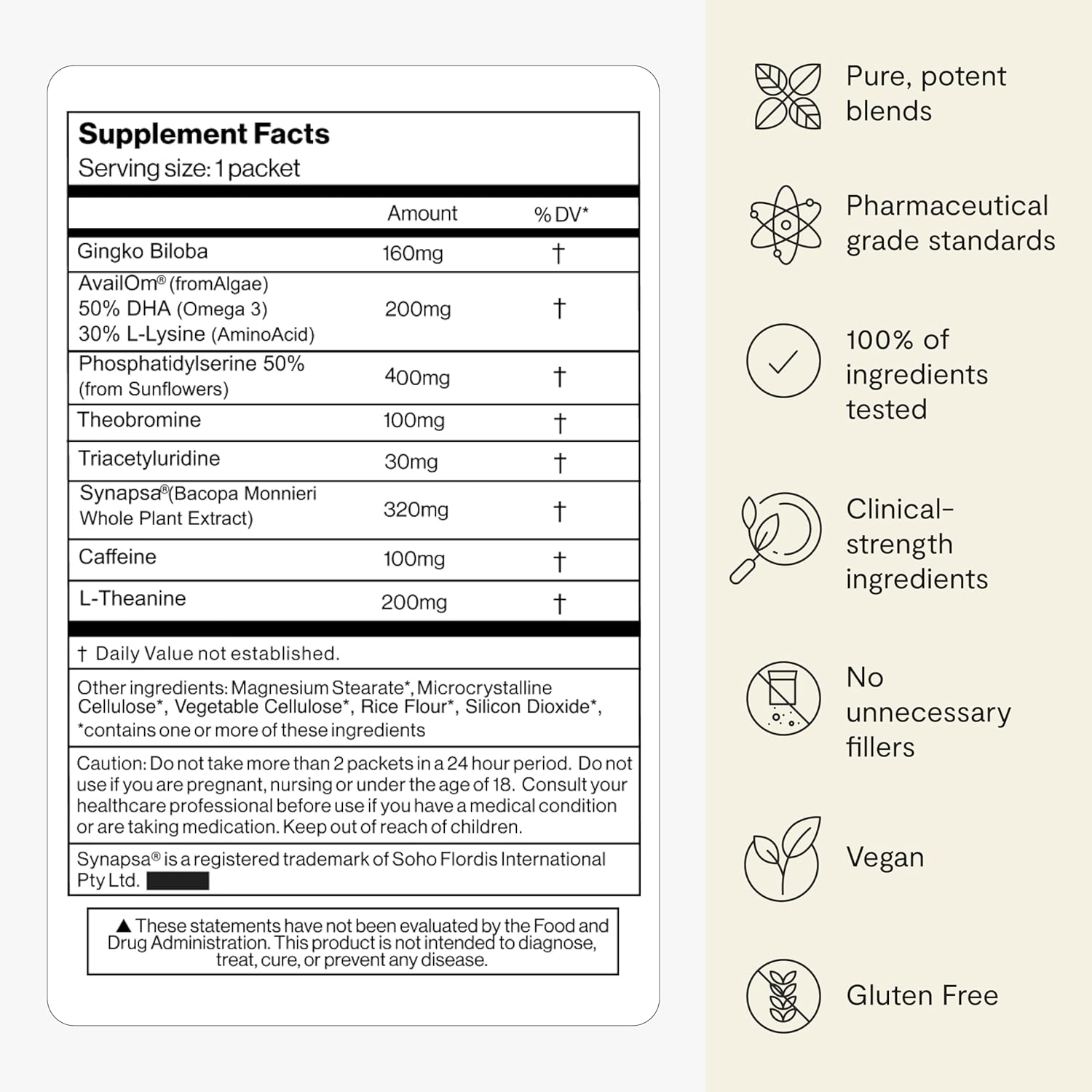 Thesis Logic - Nootropic Brain Support Supplement - Helps Facilitate Deep Thinking and Supports Memory and Focus - Gingko Biloba, Bacopa Monnieri, L-Theanine & More - 1 Month Supply (24 Servings)