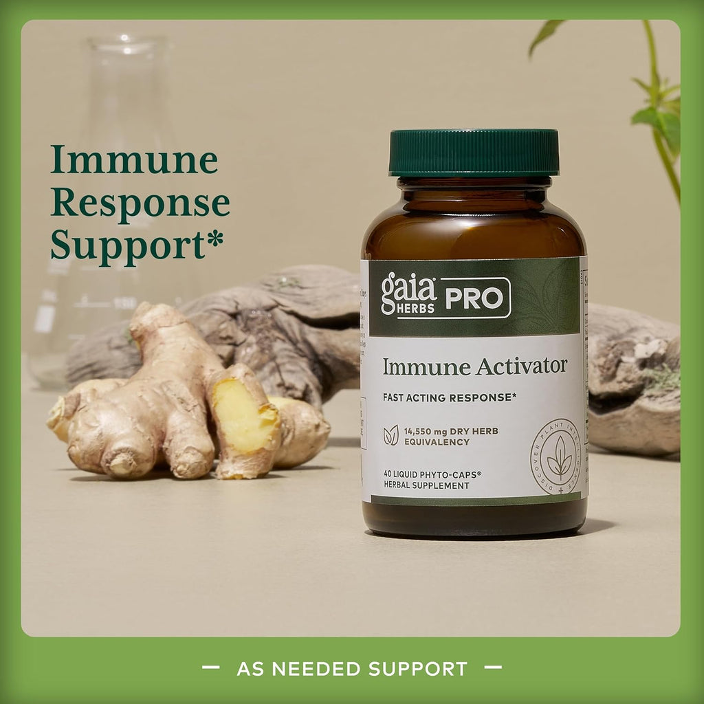 Gaia Herbs Pro Immune Activator - Immune Support Supplement - Features Echinacea, Ginger Root, Elderberry & Andrographis - Vegan, Dairy-Free & Gluten-Free - 40 Liquid Phyto-Caps (20 Servings)