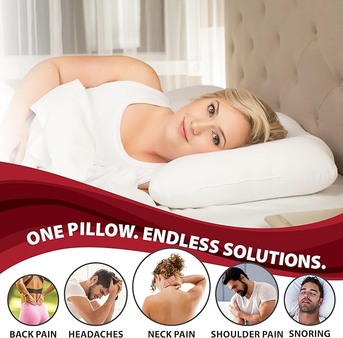 Core Products D-Core Cervical Neck Pillow - Extra Firm Orthopedic Support for Neck Discomfort, Back Sleepers, Dual Neck Rolls, Cervical Alignment, Full Size, Assembled in USA