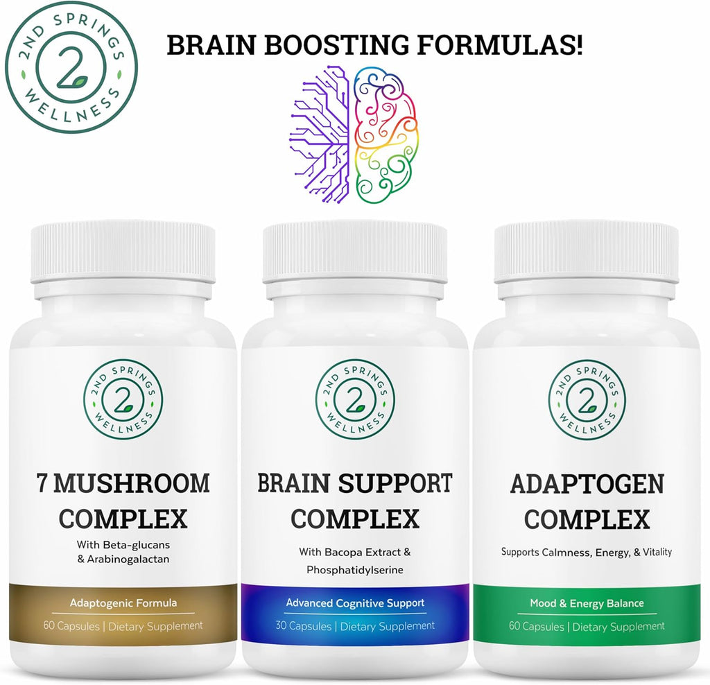 Organic Mushroom Complex - 7 Mushroom Blend Immune Support Nootropic & Cognitive Health Supplement with Organic Lion's Mane, Chaga, Maitake, Shiitake, Reishi, Turkey Tails, Cordyceps Mix