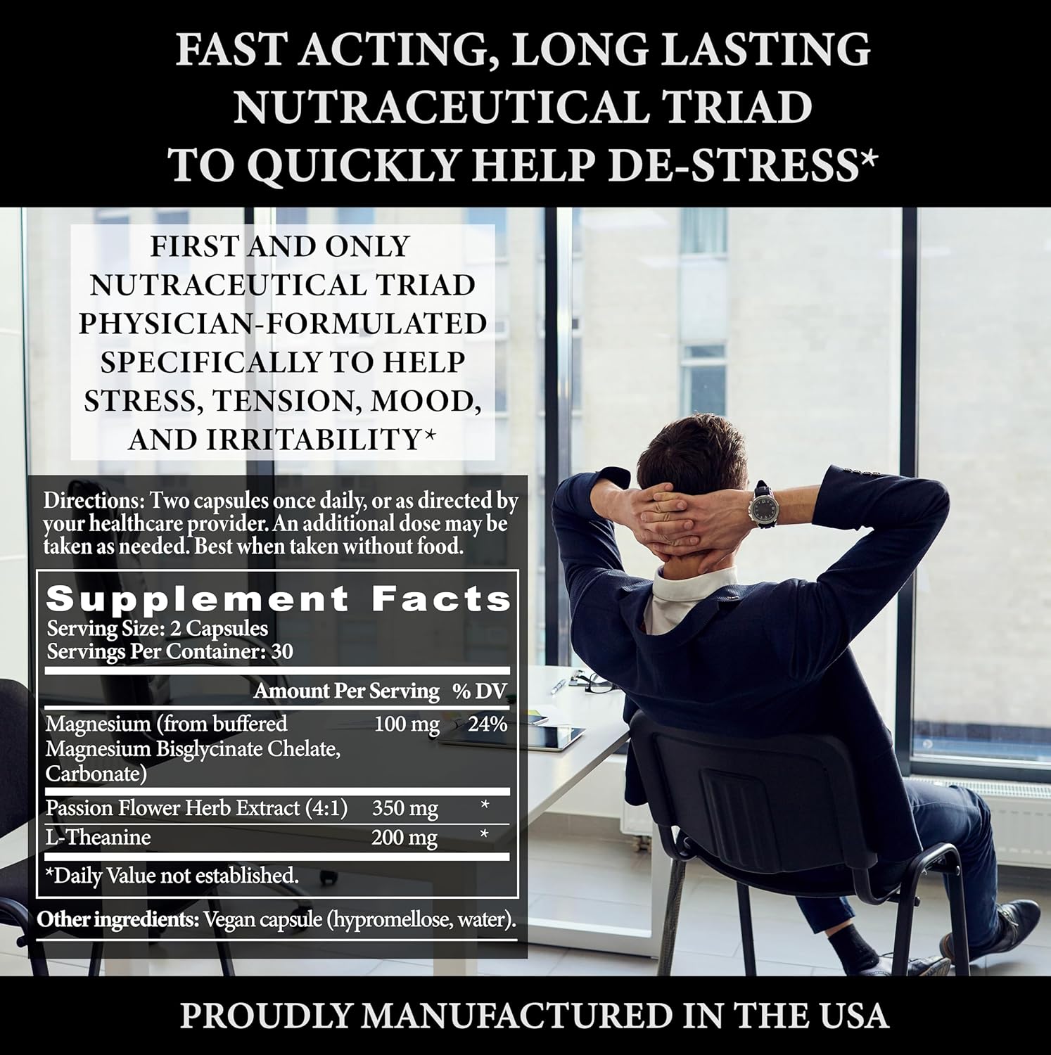 Stress Edge Stress Relief Supplement, Natural Mood Enhancer, Physician-Formulated, Calm Mind and Body, Improve Sleep, Fast Acting, 30 Servings