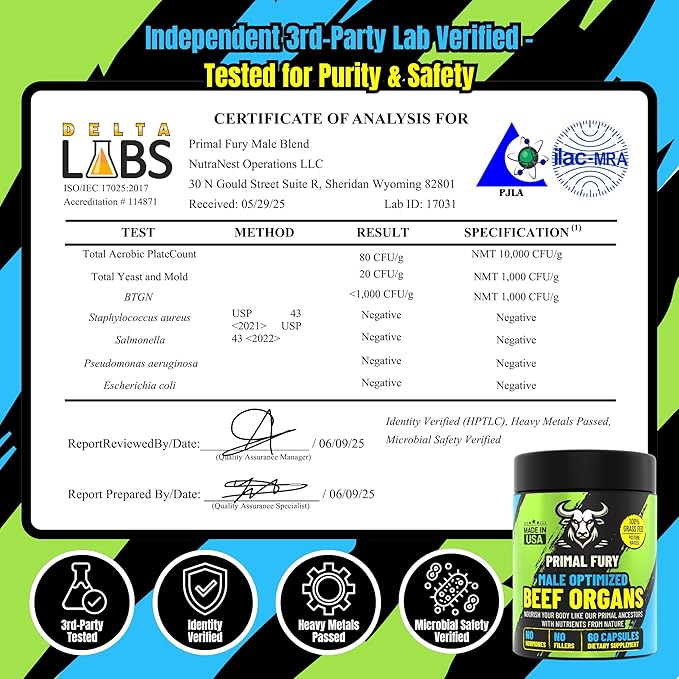 Grass Fed Beef Organ Supplement for Men - Male Optimization Pills - 6 Vital Beef Organs to Drive Prostate Health & Peak Performance, Made in USA, 90 Capsules