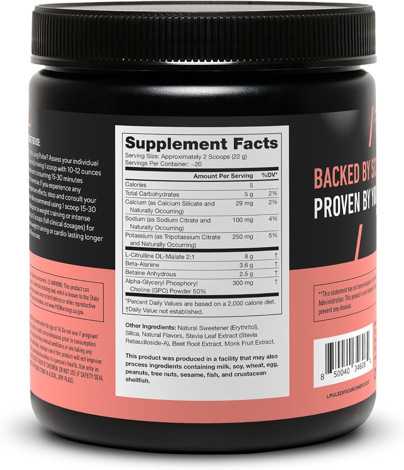 LEGION Pulse Pre Workout Supplement - All Natural Nitric Oxide Preworkout Drink to Boost Energy, Creatine Free, Naturally Sweetened, Beta Alanine, Citrulline, Alpha GPC (Caffeine Free Sour Candy)
