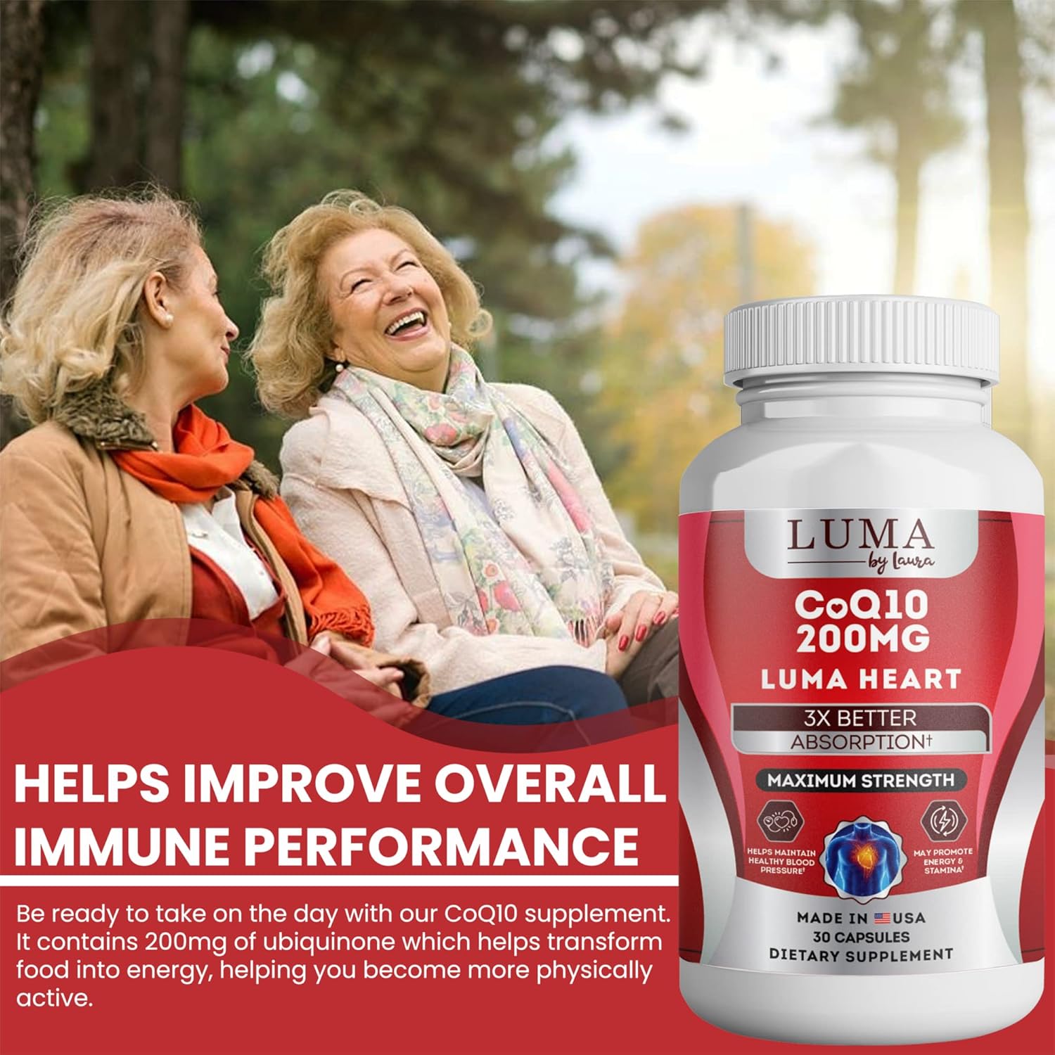 CoQ10 200mg Capsules for Heart Health - High-Absorption Nutritional Supplements - Cruelty-Free, Unflavored, & Gluten-Free - 30 Capsules per Bottle