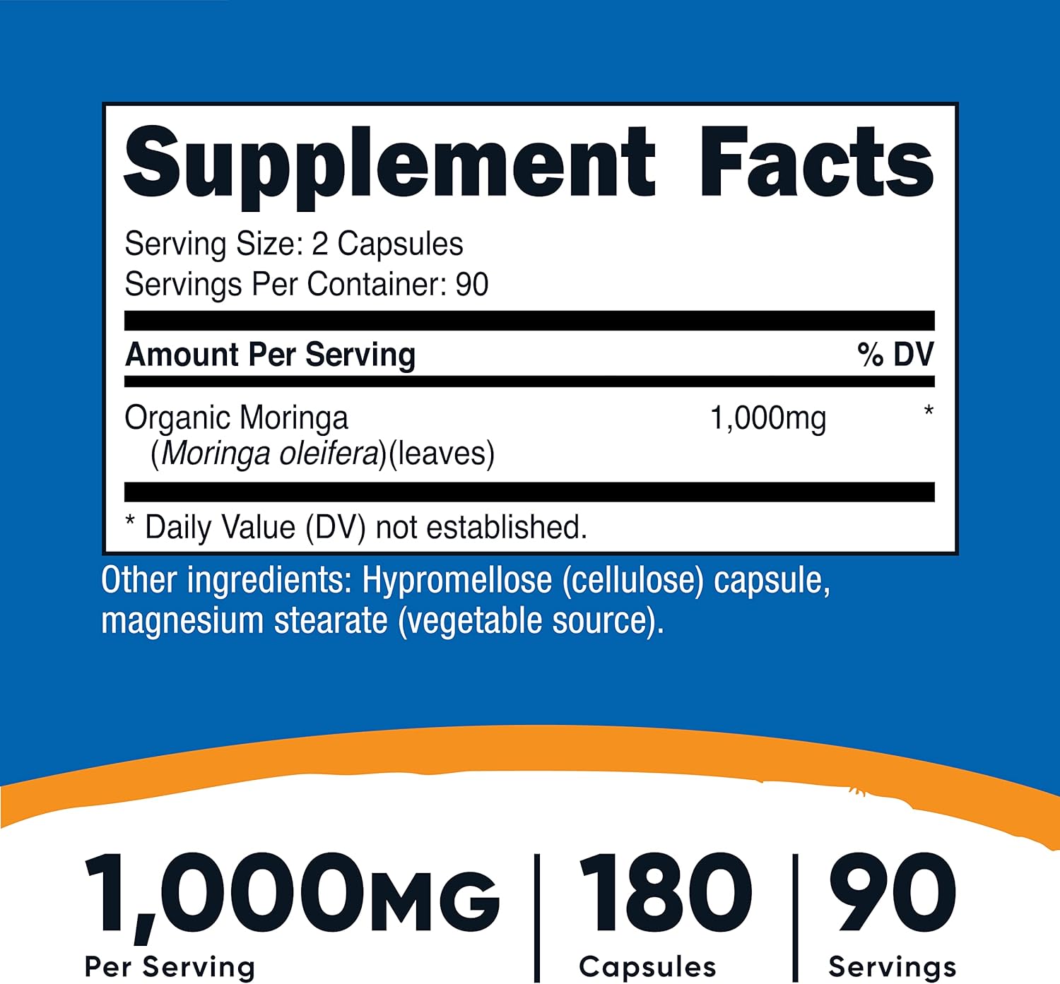 Nutricost Moringa Capsules 500mg, 180 Capsules (90 Servings) - Vegetarian Capsules, Non-GMO, Gluten Free