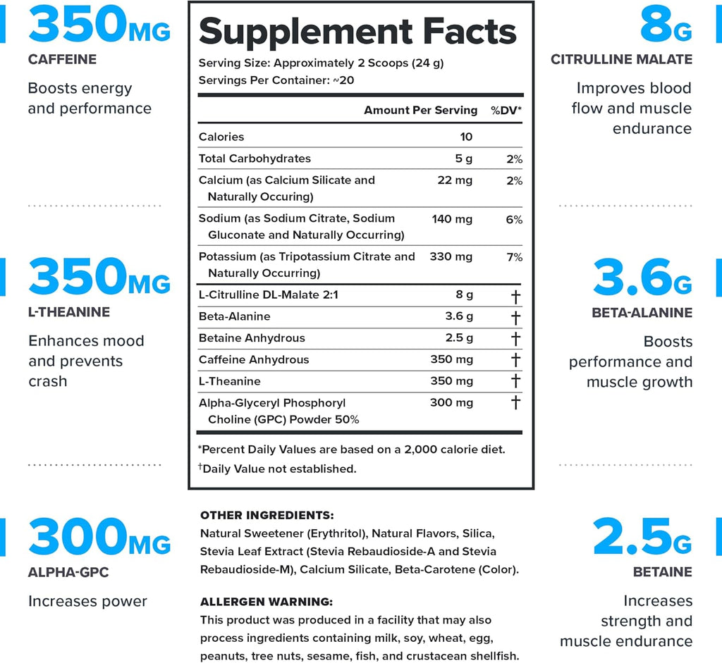 LEGION Pulse Pre Workout - All Natural Nitric Oxide Preworkout Drink to Boost Energy, Creatine Free, Naturally Sweetened, Beta Alanine, Citrulline, Alpha GPC (Pina Colada)