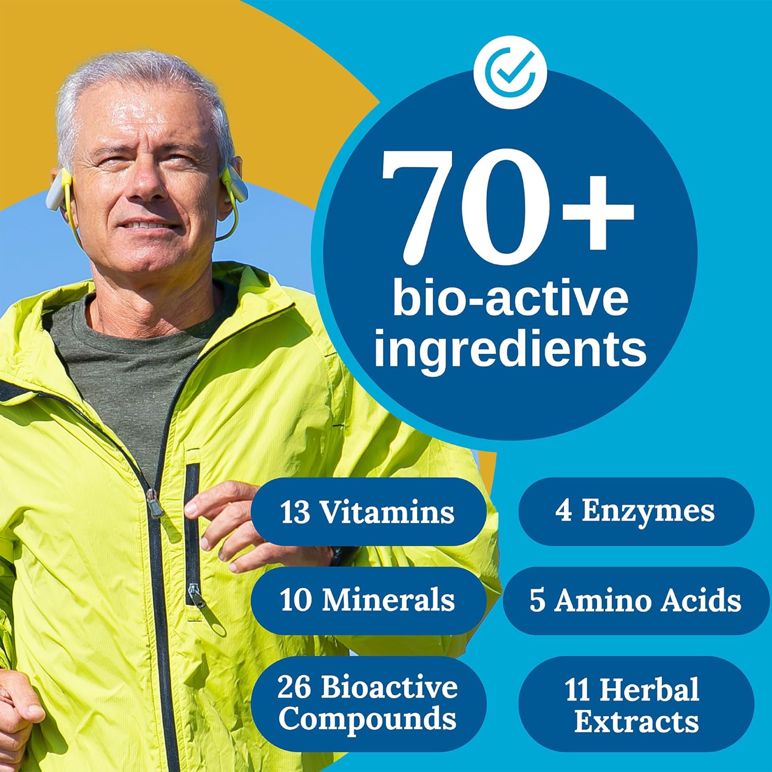 Xtendlife Total Balance Men's Daily Multivitamin & Mineral - 70+ Nutrients for Complete Immune, Heart, Digestive, and Cellular Health - 30 Day Supply
