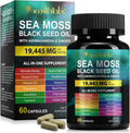 Sea Moss Black Seed Oil Ashwagandha Ginger, Sea Moss Capsule Supplement with Turmeric Burdock Root Bladderwrack Vitamin C Vitamin D3 Enhanced Immunity & Energy Sea Moss Black Seed Oil Capsule 60 Count