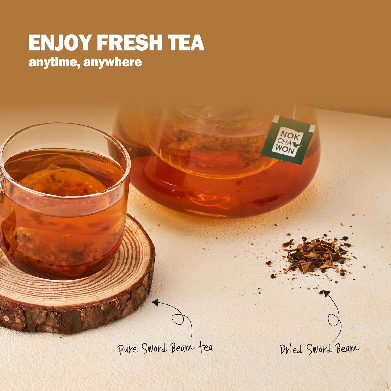 [Nokchawon] Sword Bean Tea – Refreshing Sword Bean Caffeine-Free Korean Herbal Tea, 20 Tea Bags, 16g (0.56oz)