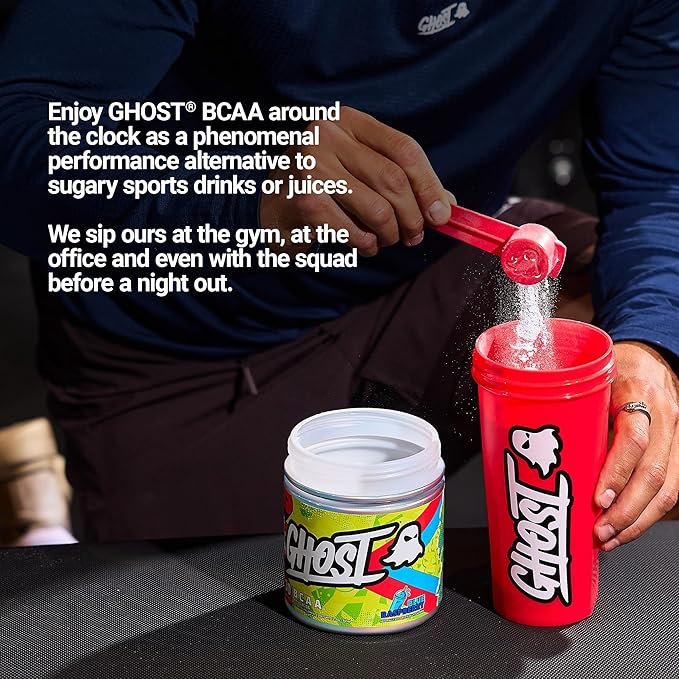 GHOST BCAA Powder Amino Acids Supplement, Blue Raspberry - 30 Servings - Sugar-Free Intra, Post & Pre Workout Amino Powder & Recovery Drink, 7G BCAA