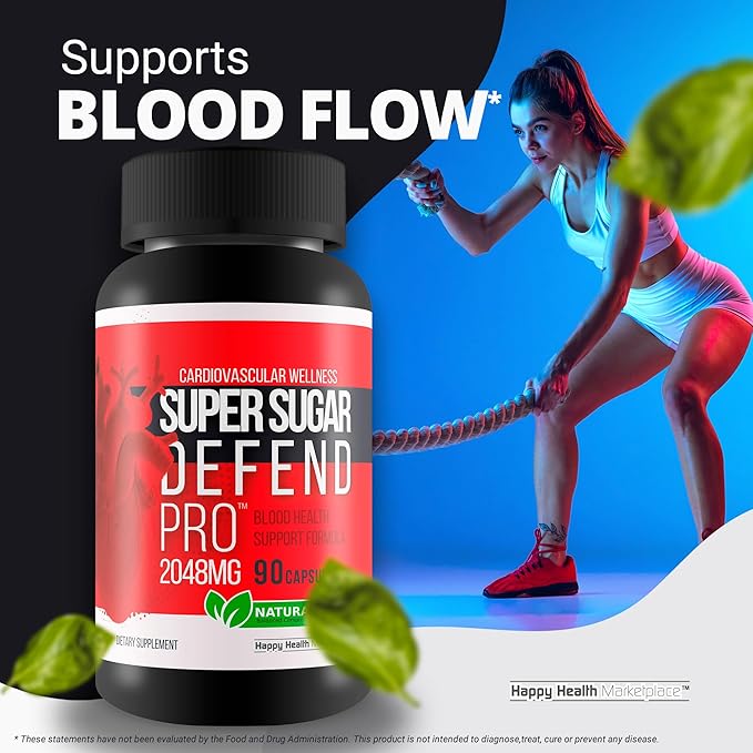 Cardiovascular Wellness Super Sugar Defense Pro - Our Best Blood Support Supplement - Healthy Blood Circulation Support - Blood Support for Women & Men - Herbal Blood Pills Best Blood Supplements