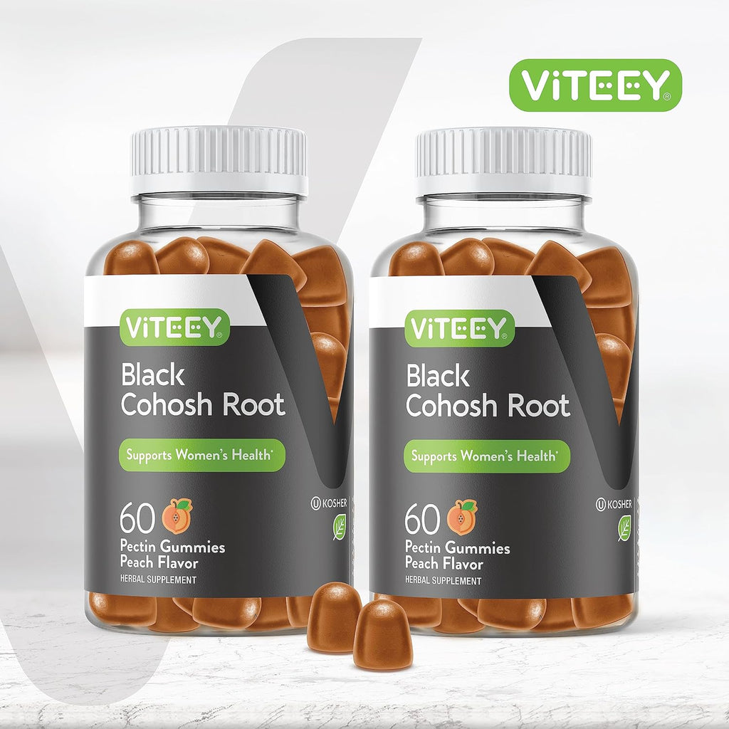 Viteey Black Cohosh Root Gummies - Menopause Relief for Hot Flashes and Night Sweats - Vegan, Gluten Free, Non-GMO - 120 Count