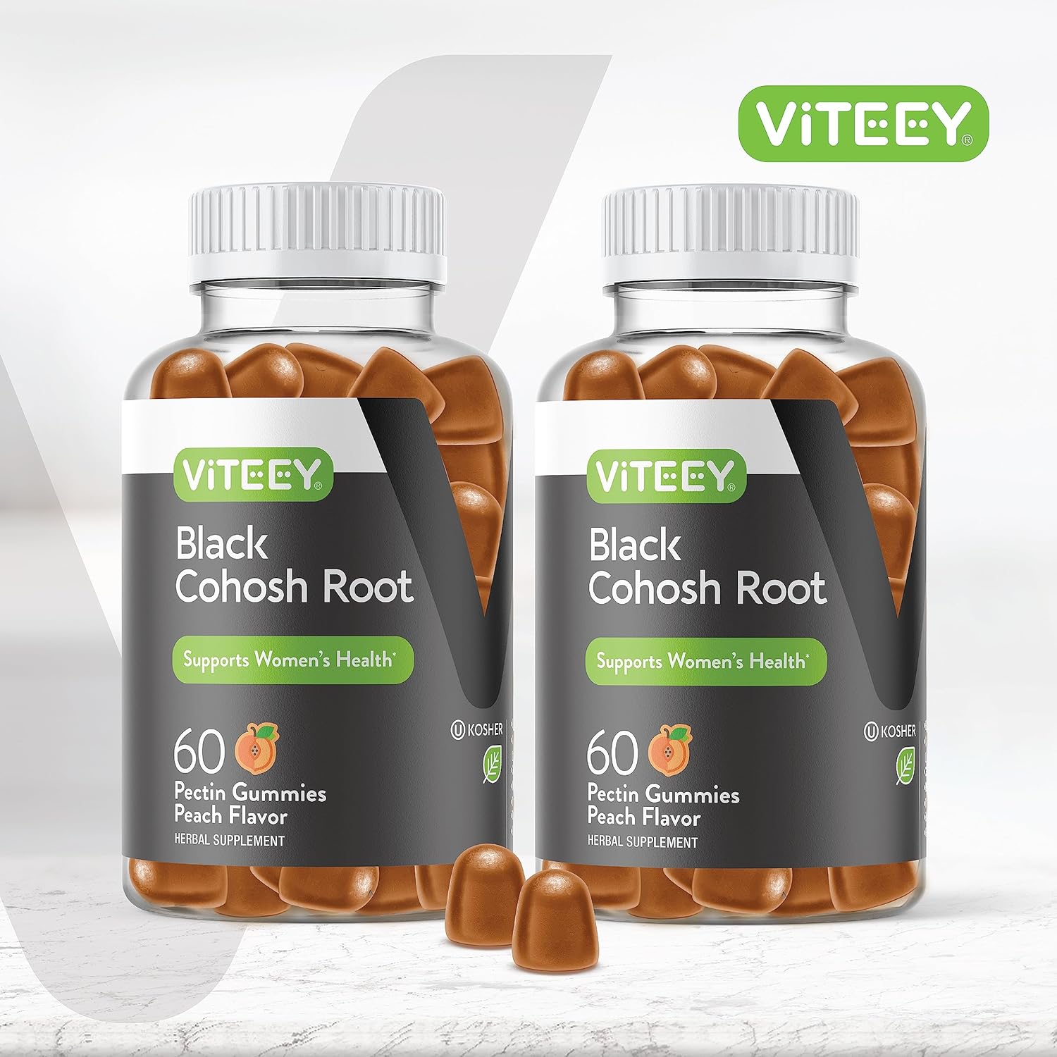 Viteey Black Cohosh Root Gummies - Menopause Relief for Hot Flashes and Night Sweats - Vegan, Gluten Free, Non-GMO - 120 Count
