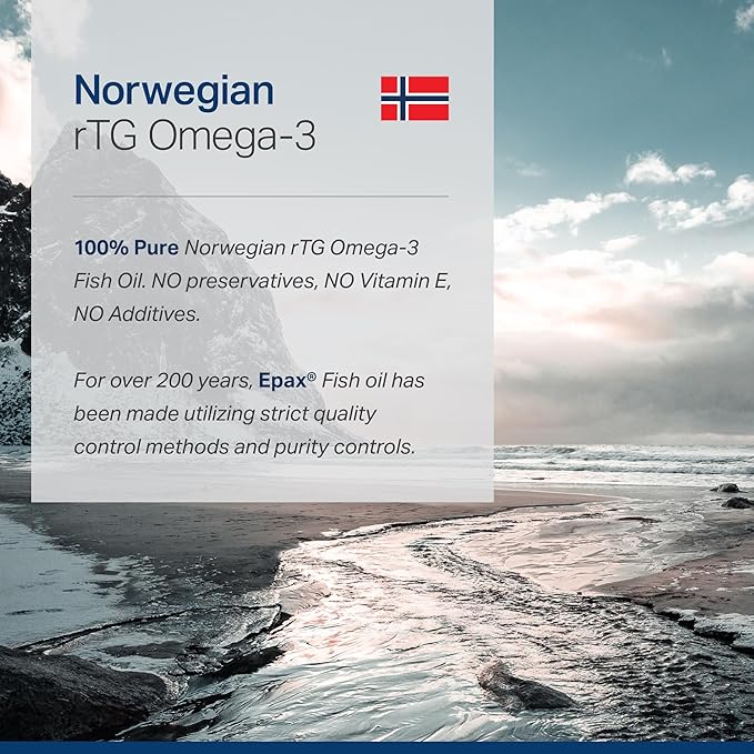 Norwegian rTG Omega 3 Fish Oil for Brain & Heart Boost, Triglyceride Fish Oil Omega 3 Supplements, 300 DHA 600 EPA Omega 3 Softgels Essential Fatty Acids for Eyes, Skin & Joints, 1200mg, 60 Servings