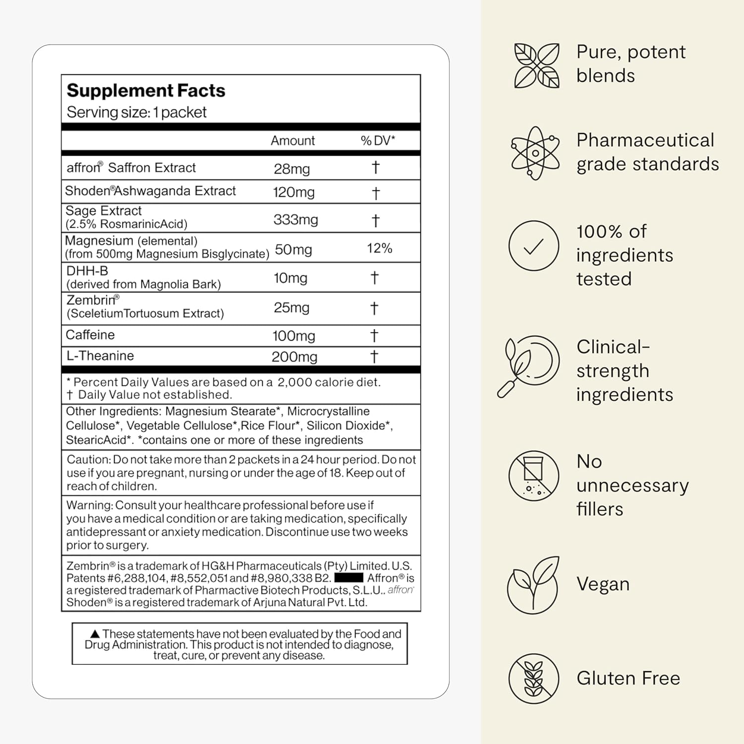 Thesis Confidence - Nootropic Brain Support Supplement - Soothe Nerves & Promotes Emotional Well-Being - Ashwagandha, Saffron, L-Theanine & More - 1 Month Supply (24 Servings)