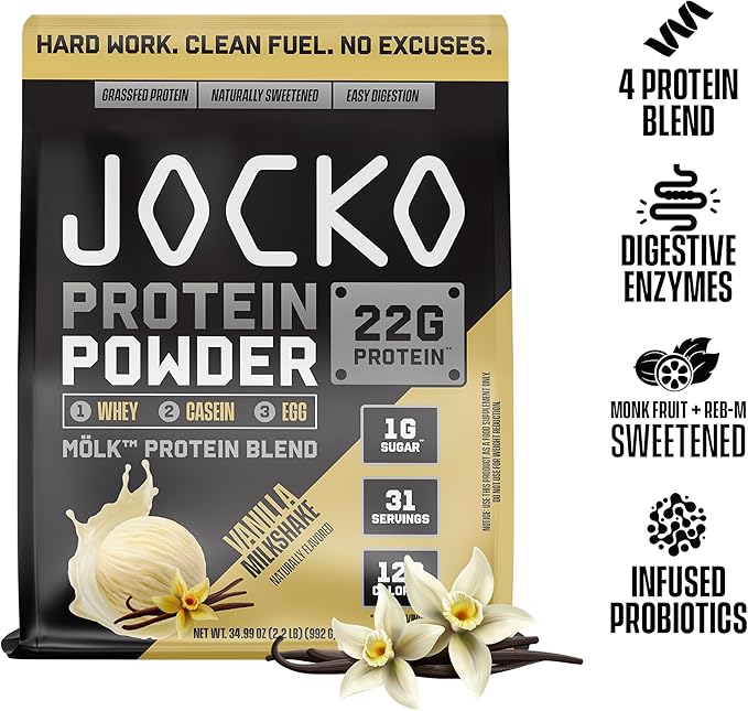 Jocko Fuel Bundle - Vanilla Mölk Protein Powder + Creatine Monohydrate Powder for Men & Women - Bundle for Atheltic Performance, Recovery, & Muscle Growth