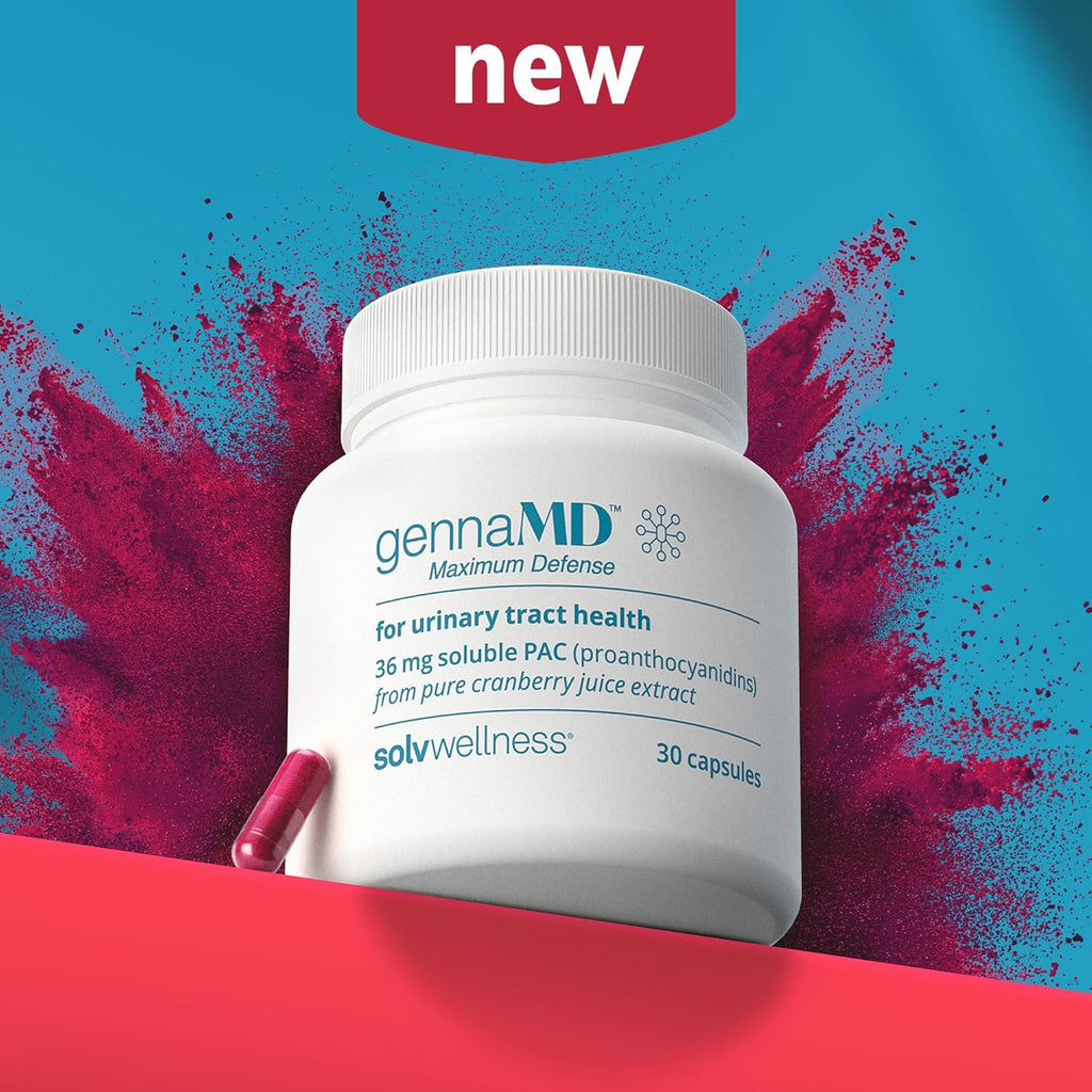 Solv Wellness GennaMD - Maximum UTI Defense - 36 mg Soluble PAC from 100% Cranberry Juice Extract - Highest PAC Concentration in a Small, Easy-to-Swallow Capsule - 30 Capsules