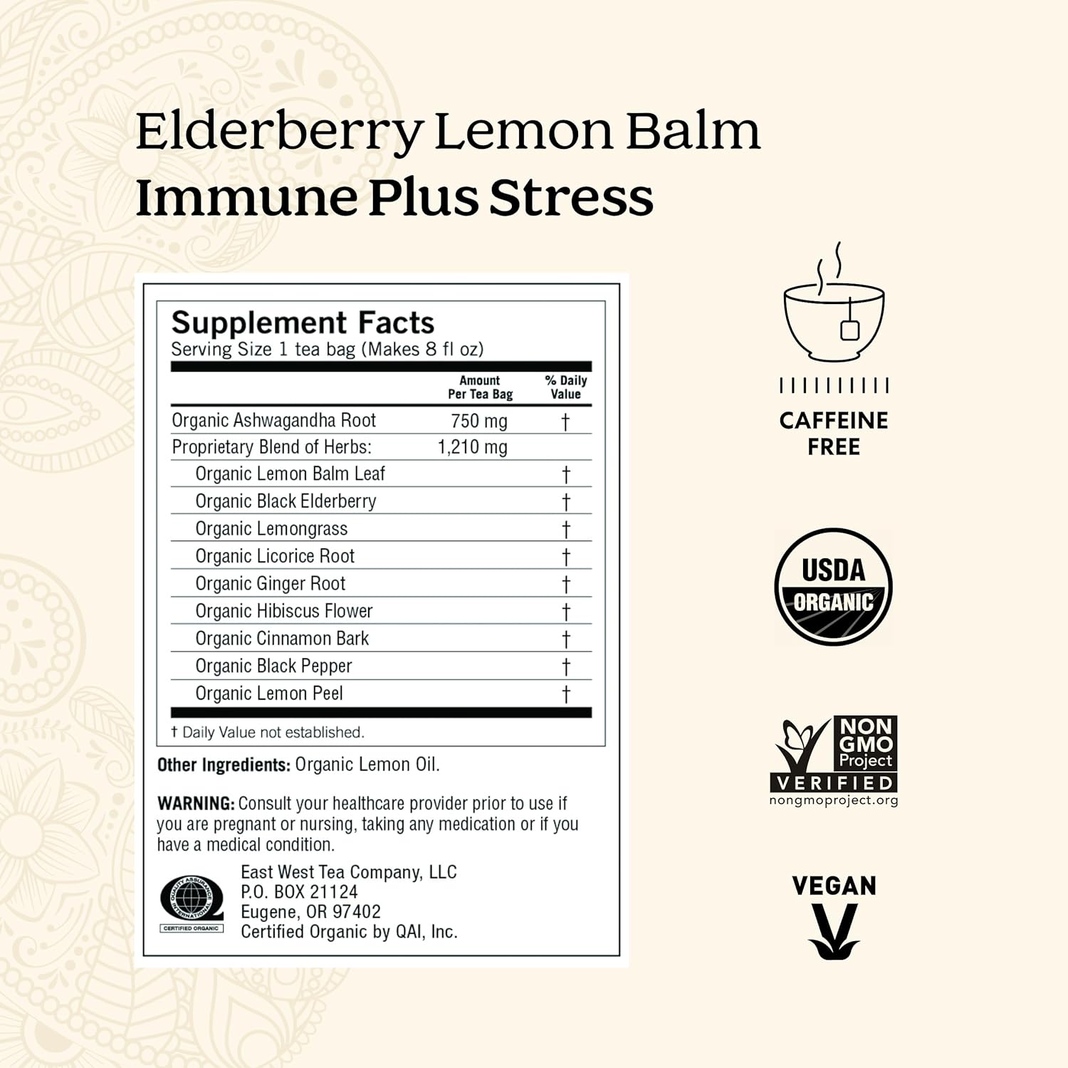 Yogi Tea Elderberry Lemon Balm Immune & Stress Tea - 16 Tea Bags per Pack (6 Packs) - Organic Immune Support Tea - Includes Ashwagandha Root, Lemon Balm Leaf, Lemongrass, Licorice Root & More.