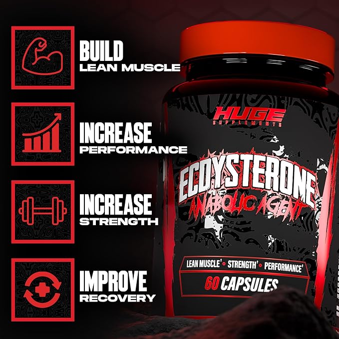 Huge Supplements Ecdysterone Supplement, Natural Muscle Builder for Men, 1000mg Beta Ecdysterone Per Serving, Optimally Dosed, Superior Absorption, 98% Highest Purity Available