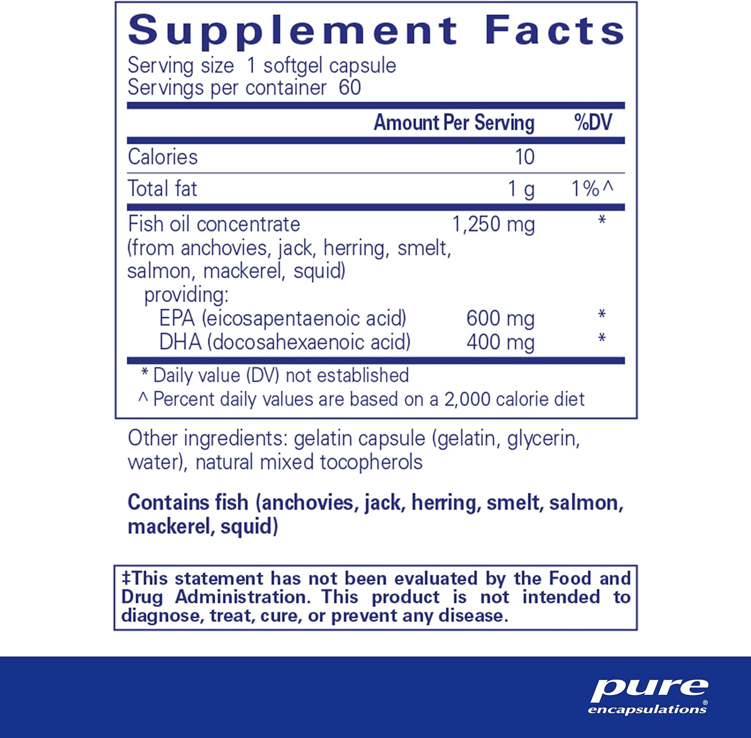 Pure Encapsulations O.N.E. Omega - Fish Oil Supplement for Heart Health, Joints, Skin, Eyes, and Cognition* - Fish Oil Concentrate with EPA and DHA - 60 Softgel Capsules