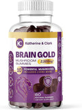 Brain Gold - Super Mushroom Gummies Aid Immune Support - Lions Mane Mushroom Supplement Natural Raspberry Flavor - Daily Reishi Mushroom Capsules Support Well-Being Mushroom Complex