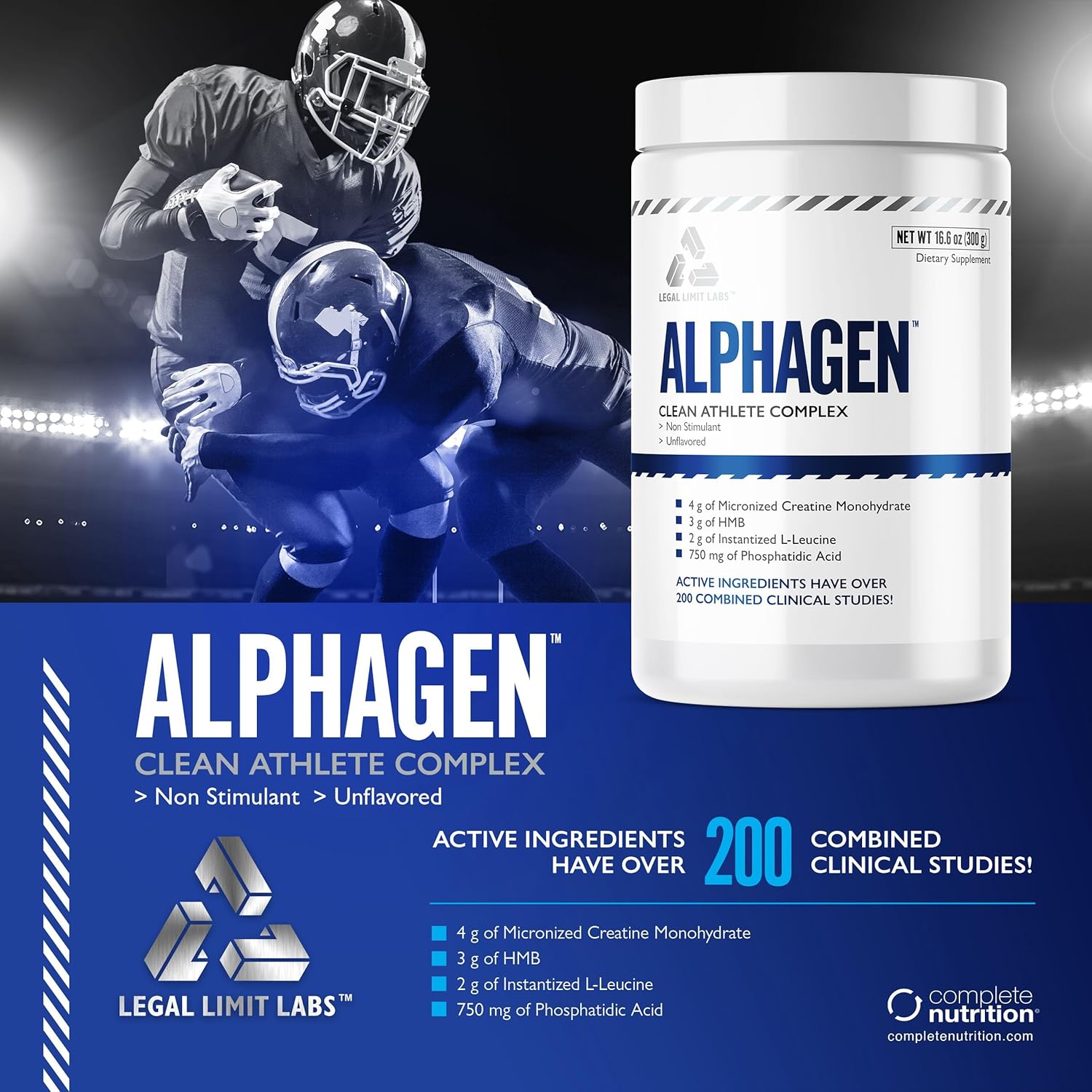 Legal Limit Labs Alpha Gain- Clean Athlete Complex- creatine, HMB, L-Leucine, and Phosphatidic Acid - Lean Muscle 30 Servings