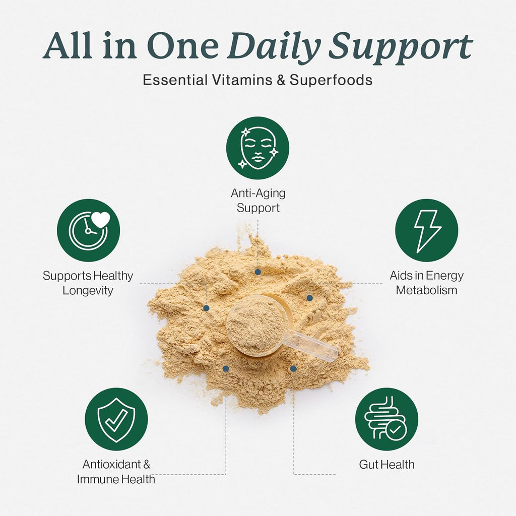Dr. Fuhrman Complete Greens Multivitamin and Superfoods Formula - Premium Powdered Greens Superfood for Optimal Health and Nutrition (30 Servings)