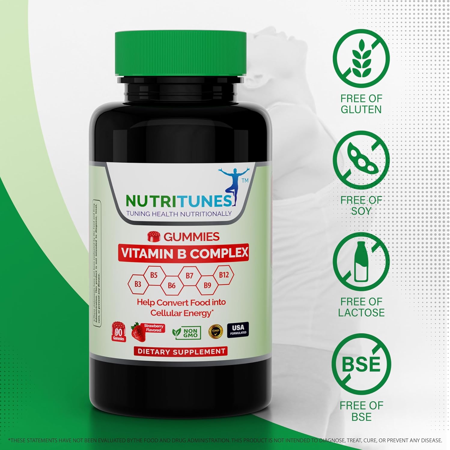 Vitamin B Complex Gummies–High Potency B Complex Vitamins Gummies with Methyl B12, Folate, Biotin & Vitamin C – Non-GMO, Vegan, Gluten-Free – 90 Gummies – Made in USA